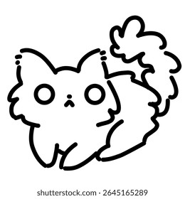 Adorable cat line art illustration with big eyes. Cat outline art
