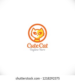 Adorable Cat Logo Vector