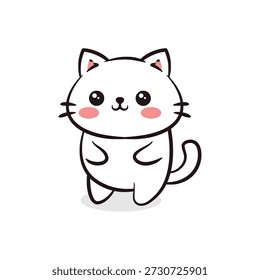 An adorable cat looking slightly embarrassed with rosy pink cheeks, perfect for expressing shyness or gratitude.