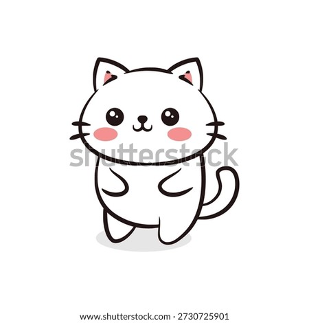 An adorable cat looking slightly embarrassed with rosy pink cheeks, perfect for expressing shyness or gratitude.