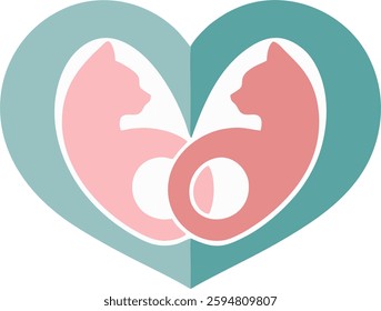 Adorable cat lover logo with playful design. Cute vector illustration for pet shops, animal charities, and feline-themed brands.