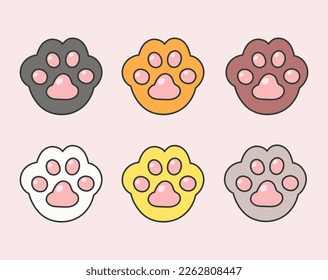 adorable Cat Paw Dog Paw vector icon illustration, cute cat foot wallpaper. Vector illustration