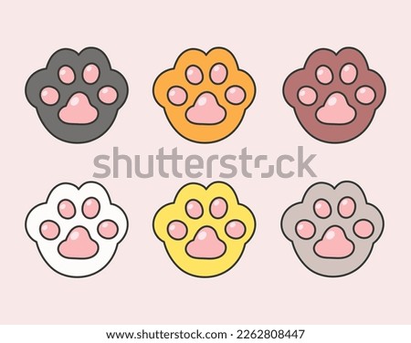 adorable Cat Paw Dog Paw vector icon illustration, cute cat foot wallpaper. Vector illustration