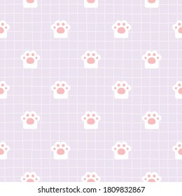 Adorable cat paw footprint seamless background repeating pattern, wallpaper background, cute seamless pattern background