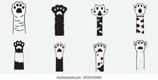 "Adorable Cat Paw Print Icons for Pet and Animal-Themed Designs"