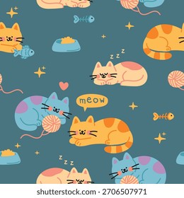 Adorable gato sin patrón para el diseño del bebé