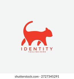 DISEÑO ADORABLE DEL LOGOTIPO DE LA SILUETA DEL GATO