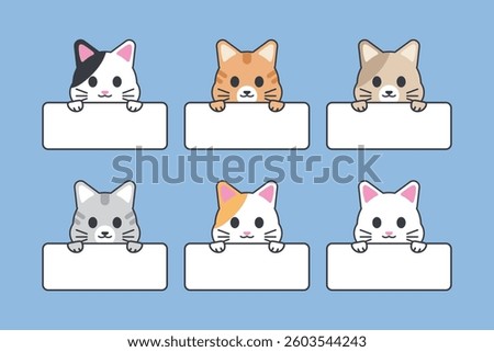 Adorable Cat Themed Labels. Cute Name Tag and Stationery Design
