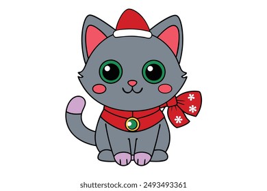 Adorable Ilustración vectorial de gato Dibujos animados, Clipart y diseño de arte de línea para gráficos imprimibles.