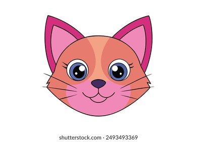 Adorable Ilustración vectorial de gato Dibujos animados, Clipart y diseño de arte de línea para gráficos imprimibles.