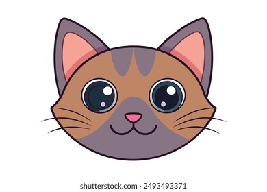 Adorable Ilustración vectorial de gato Dibujos animados, Clipart y diseño de arte de línea para gráficos imprimibles.