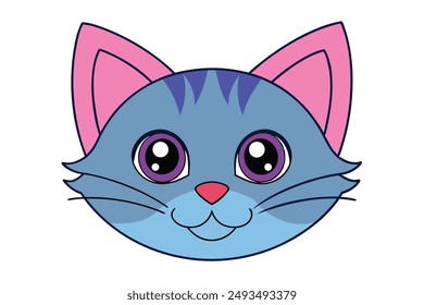 Adorable Ilustración vectorial de gato Dibujos animados, Clipart y diseño de arte de línea para gráficos imprimibles.