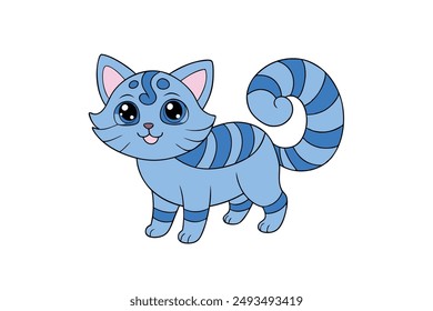 Adorable Cat Vector Illustration Cartoon, Clipart, and Line Art Design for Printable Graphics.