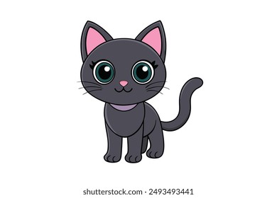 Adorable Cat Vector Illustration Cartoon, Clipart, and Line Art Design for Printable Graphics.