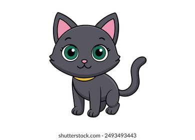 Adorable Ilustración vectorial de gato Dibujos animados, Clipart y diseño de arte de línea para gráficos imprimibles.