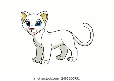 Adorable Cat Vector Illustration Cartoon, Clip art, Line Art Design