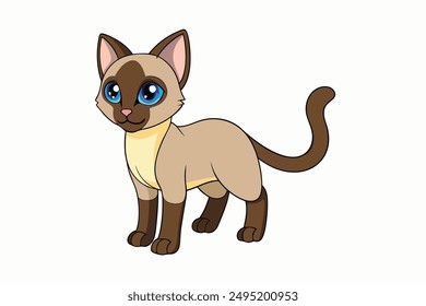 Adorable Cat Vector Illustration Cartoon, Clip art, Line Art Design