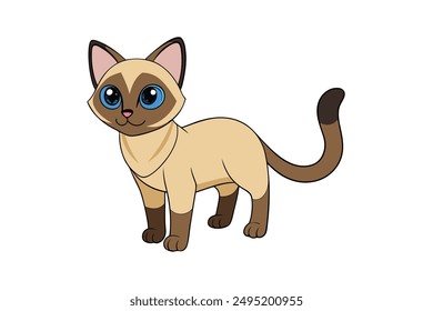 Adorable Cat Vector Illustration Cartoon, Clip art, Line Art Design