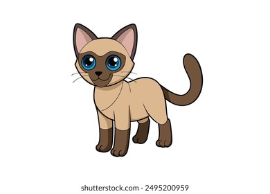 Adorable Cat Vector Illustration Cartoon, Clip art, Line Art Design