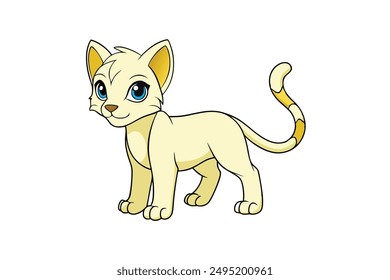 Adorable Cat Vector Illustration Cartoon, Clip art, Line Art Design