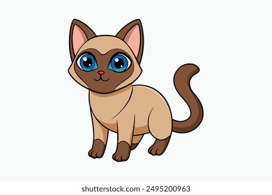 Adorable Cat Vector Illustration Cartoon, Clip art, Line Art Design