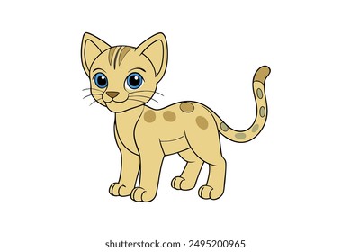 Adorable Cat Vector Illustration Cartoon, Clip art, Line Art Design