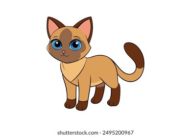 Adorable Cat Vector Illustration Cartoon, Clip art, Line Art Design