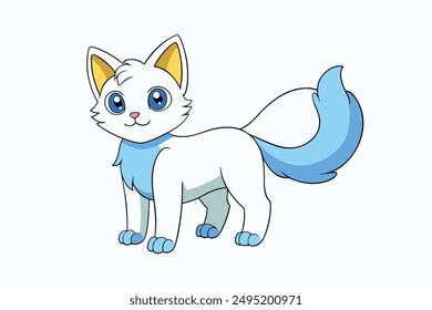 Adorable Cat Vector Illustration Cartoon, Clip art, Line Art Design