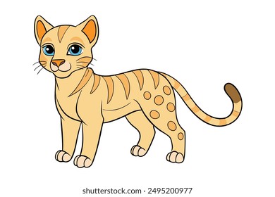 Adorable Cat Vector Illustration Cartoon, Clip art, Line Art Design