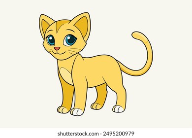 Adorable Cat Vector Illustration Cartoon, Clip art, Line Art Design