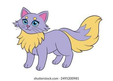 Adorable Cat Vector Illustration Cartoon, Clip art, Line Art Design