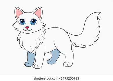 Adorable Cat Vector Illustration Cartoon, Clip art, Line Art Design