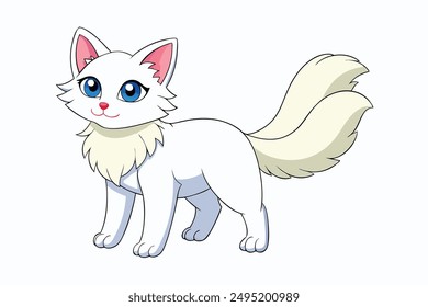 Adorable Cat Vector Illustration Cartoon, Clip art, Line Art Design