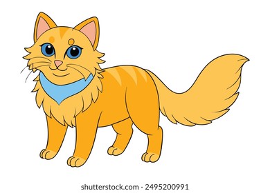 Adorable Cat Vector Illustration Cartoon, Clip art, Line Art Design