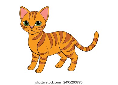 Adorable Cat Vector Illustration Cartoon, Clip art, Line Art Design