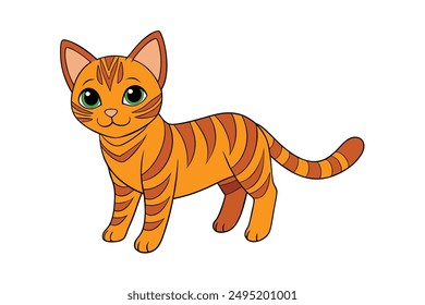 Adorable Cat Vector Illustration Cartoon, Clip art, Line Art Design