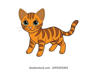 Adorable Cat Vector Illustration Cartoon, Clip art, Line Art Design