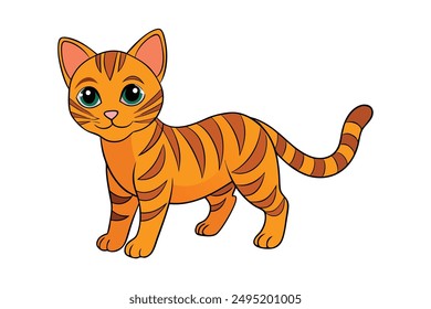 Adorable Cat Vector Illustration Cartoon, Clip art, Line Art Design