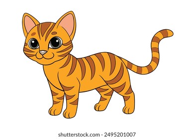 Adorable Cat Vector Illustration Cartoon, Clip art, Line Art Design