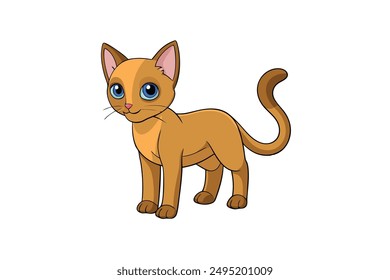 Adorable Cat Vector Illustration Cartoon, Clip art, Line Art Design