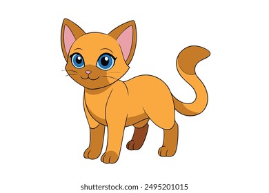 Adorable Cat Vector Illustration Cartoon, Clip art, Line Art Design