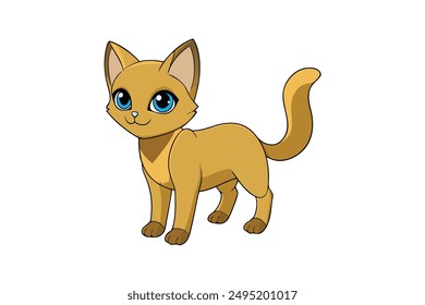 Adorable Cat Vector Illustration Cartoon, Clip art, Line Art Design