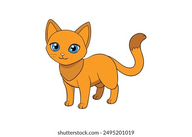 Adorable Cat Vector Illustration Cartoon, Clip art, Line Art Design