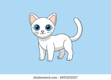 Adorable Cat Vector Illustration Cartoon, Clip art, Line Art Design