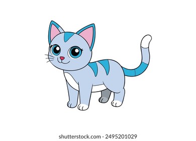 Adorable Cat Vector Illustration Cartoon, Clip art, Line Art Design