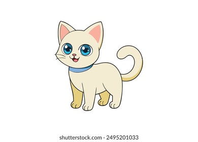 Adorable Cat Vector Illustration Cartoon, Clip art, Line Art Design