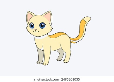 Adorable Cat Vector Illustration Cartoon, Clip art, Line Art Design