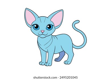 Adorable Cat Vector Illustration Cartoon, Clip art, Line Art Design