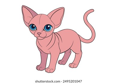 Adorable Cat Vector Illustration Cartoon, Clip art, Line Art Design