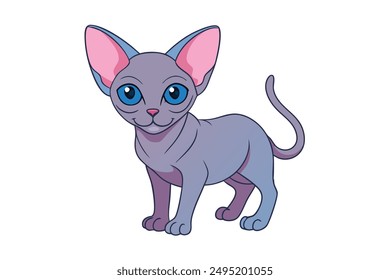 Adorable Cat Vector Illustration Cartoon, Clip art, Line Art Design